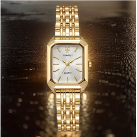 A Classic Fashion Women's Business Quartz Watch. Stainless Steel Strap With Square Dial. For Daily Life