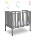 Delta Children Folding Portable Mini Baby Crib with 1.5-inch Mattress - Greenguard Gold Certified, Grey