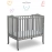 Delta Children Folding Portable Mini Baby Crib with 1.5-inch Mattress - Greenguard Gold Certified, Grey
