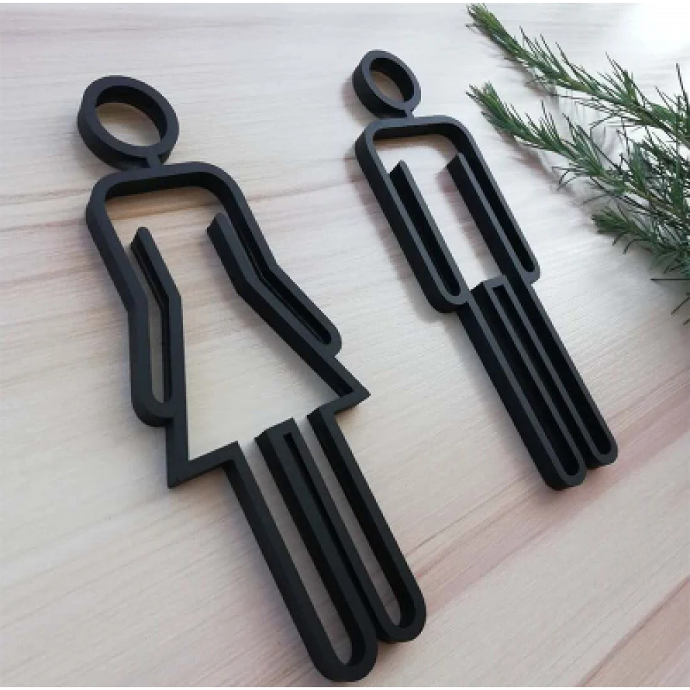 Toilet Symbol Adhesive Backed Bathroom Toilet Door Sign for Hotel,Office,Home,Restaurant