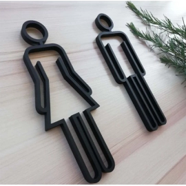 Toilet Symbol Adhesive Backed Bathroom Toilet Door Sign for Hotel,Office,Home,Restaurant