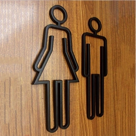 Toilet Symbol Adhesive Backed Bathroom Toilet Door Sign for Hotel,Office,Home,Restaurant