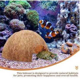 Coconut Hideout House Snake for Habitat Reptile Hermit Crab Tank Cave Leopard Gecko Humid Large Accessories