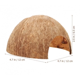 Coconut Hideout House Snake for Habitat Reptile Hermit Crab Tank Cave Leopard Gecko Humid Large Accessories