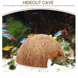 Coconut Hideout House Snake for Habitat Reptile Hermit Crab Tank Cave Leopard Gecko Humid Large Accessories