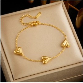 DIEYURO 316L Stainless Steel Vintage Golden Heart Bracelet For Women Fashion Chain New Fashion Wrist Jewelry Girl Birthday Gift