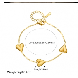 DIEYURO 316L Stainless Steel Vintage Golden Heart Bracelet For Women Fashion Chain New Fashion Wrist Jewelry Girl Birthday Gift