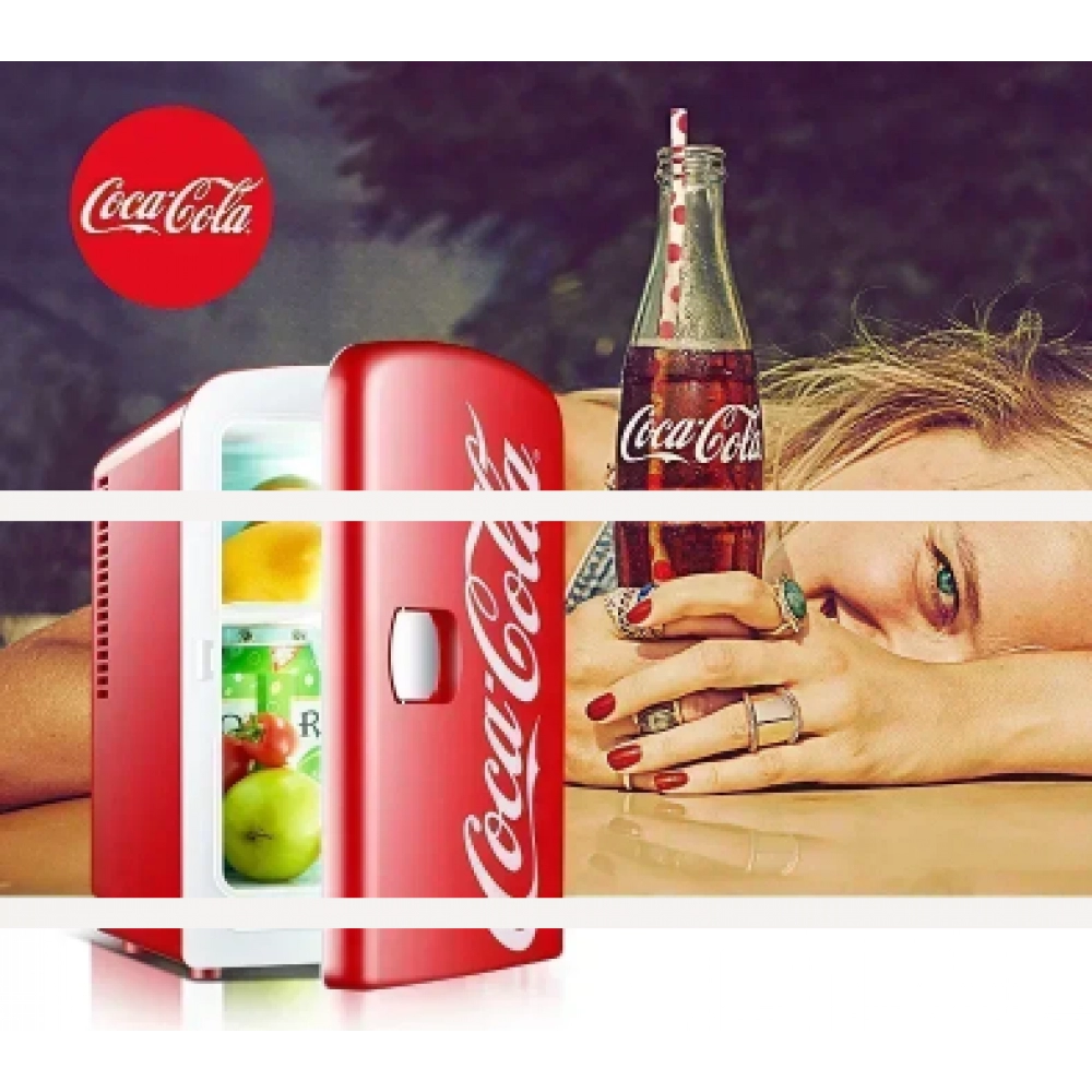4L Mini Refrigerator Coca-Cola Multifunction Cosmetic Dormitory Warmer Cooler Fridge for Home Car Small Portable Fridge 12V/220V