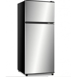 Compact Refrigerator 3.8 Cu Ft 2 Door Mini Fridge with Freezer for Apartment, Dorm, Office, Family, Basement, Garage - Silver