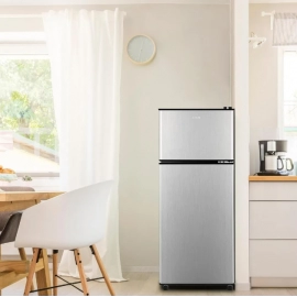 Compact Refrigerator 3.8 Cu Ft 2 Door Mini Fridge with Freezer for Apartment, Dorm, Office, Family, Basement, Garage - Silver