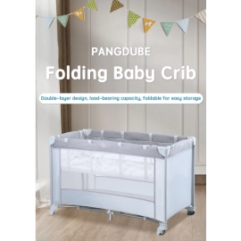 PANGDUBE 125*65cm Baby Crib 0 To 3 Years Old Kids Bed with Wheels Portable Crib for Baby Playpen Multifunctional Safety Fence